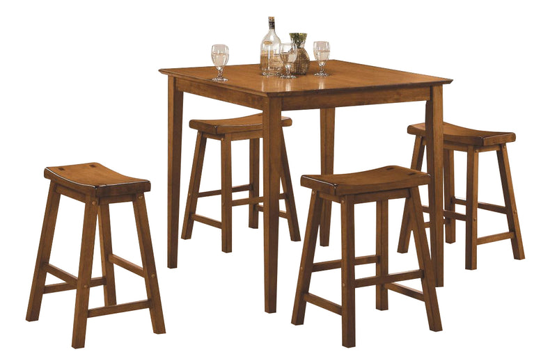 Homelegance Saddleback 5-Piece Counter Height Table Set in Oak 5302A image
