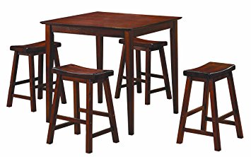 Homelegance Saddleback 5-Piece Counter Height Table Set in Cherry 5302C image
