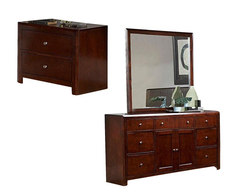 Homelegance Copley Nightstand, Dresser, and Mirror in Dark Brown 815-456 image