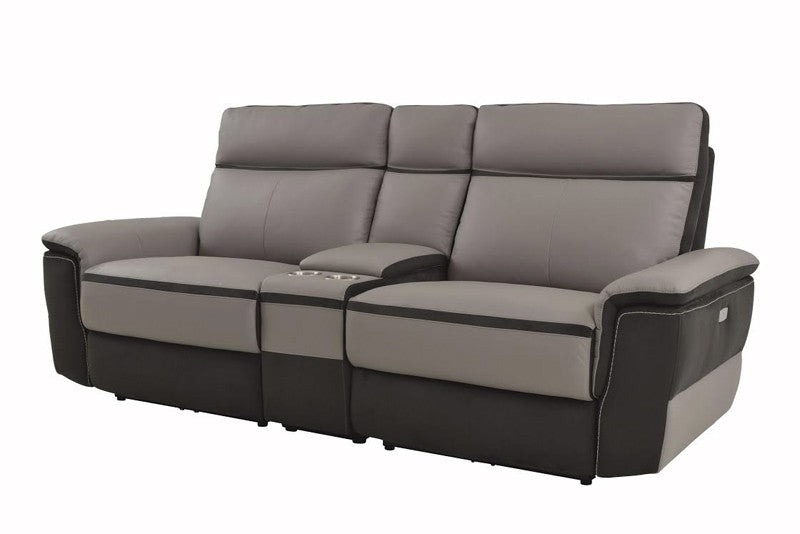 Homelegance Furniture Laertes Power Double Reclining Loveseat w/ Console in Taupe Gray 8318-2CNPW* image