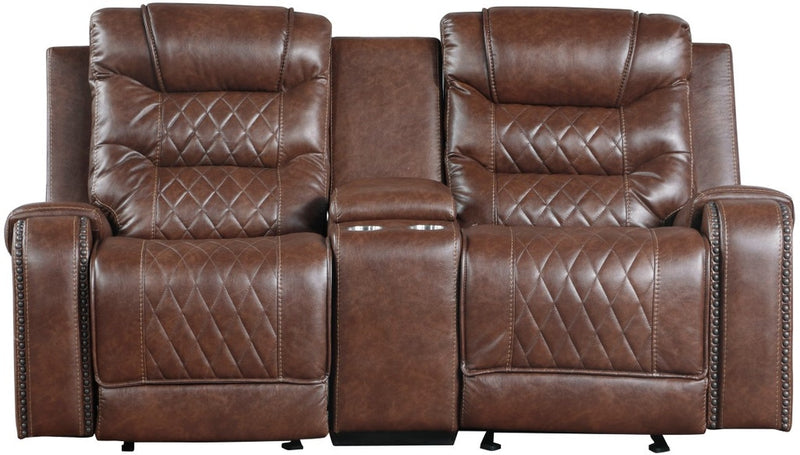 Homelegance Furniture Putnam Double Glider Reclining Loveseat in Brown 9405BR-2 image