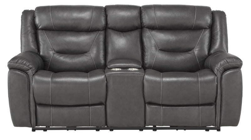 Homelegance Furniture Danio Power Double Reclining Loveseat with Power Headrests in Dark Gray 9528DGY-2PWH image