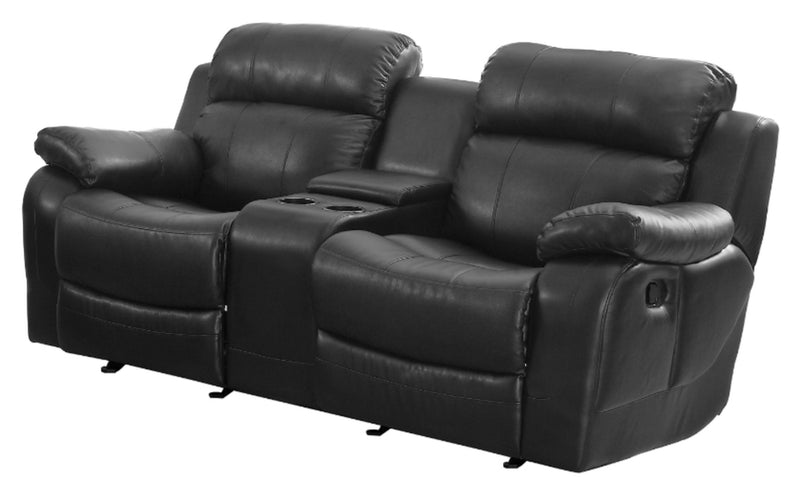 Homelegance Furniture Marille Double Glider Reclining Loveseat w/ Center Console in Black 9724BLK-2 image