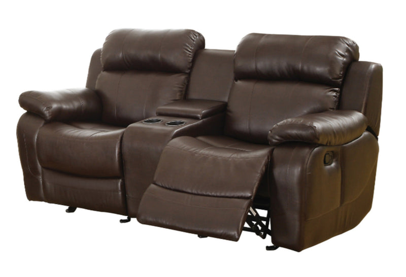 Homelegance Furniture Marille Double Glider Reclining Loveseat w/ Center Console in Brown 9724BRW-2 image