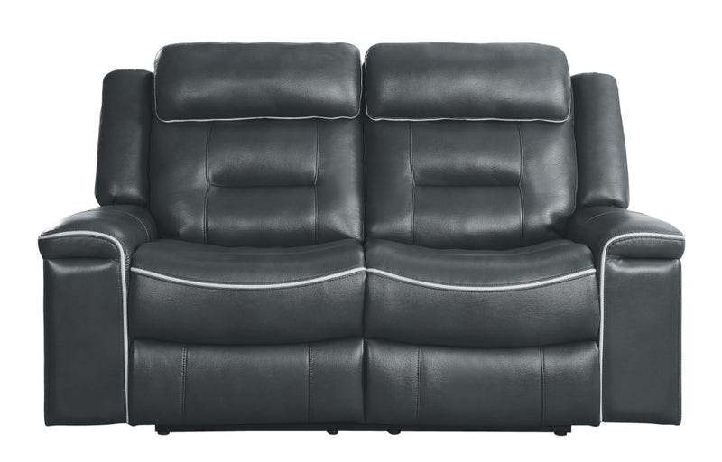 Homelegance Furniture Darwan Double Lay Flat Reclining Loveseat in Dark Gray 9999DG-2 image