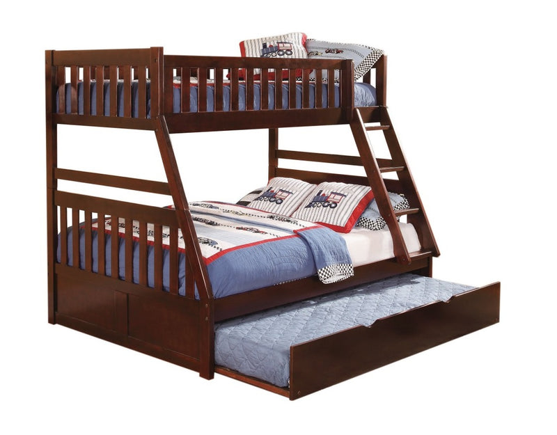 Homelegance Rowe Twin/Full Bunk Bed w/ Trundle in Dark Cherry B2013TFDC-1*T image