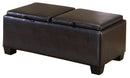 Homelegance Vega Ottoman with 2 Storage Slots in Dark Brown 458B-PU image