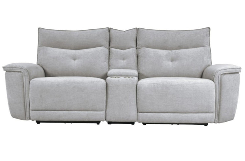 Homelegance Furniture Tesoro Power Double Reclining Loveseat w/ Console in Mist Gray 9509MGY- image