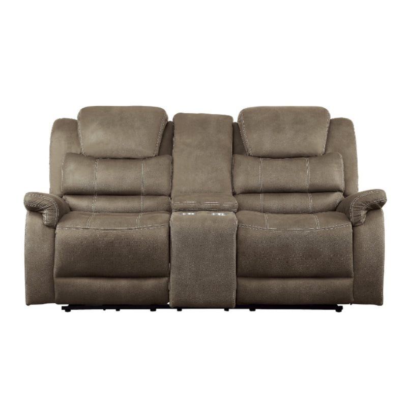 Homelegance Furniture Shola Double Glider Reclining Loveseat in Chocolate 9848BR-2 image