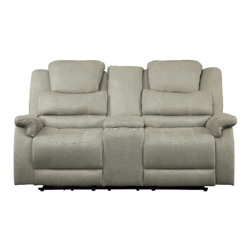Homelegance Furniture Shola Double Glider Reclining Loveseat in Gray 9848GY-2 image
